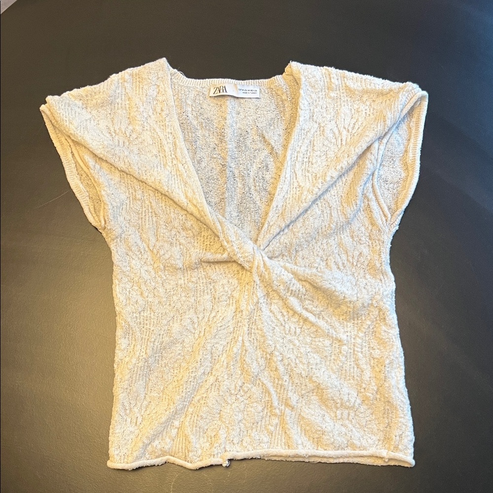 Zara Off-White Textured Women's Blouse